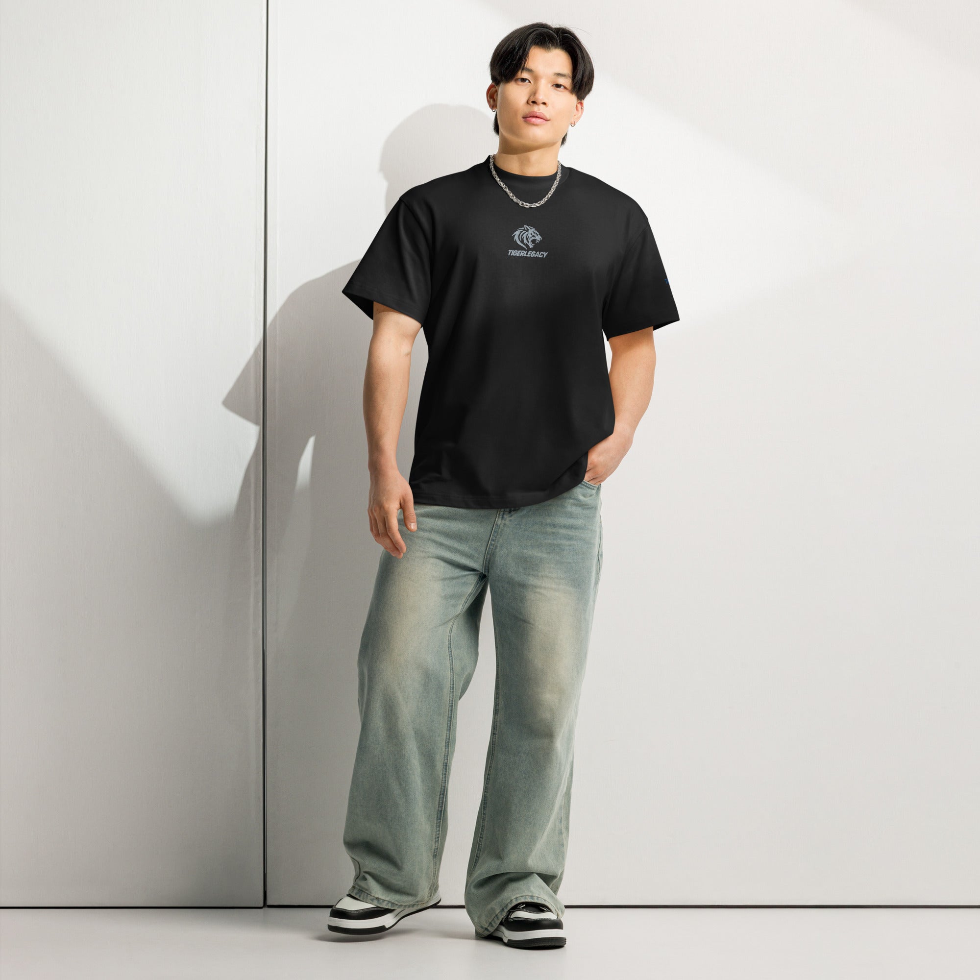 TigerLegacy Men's Box Tee, Black colorway, front view