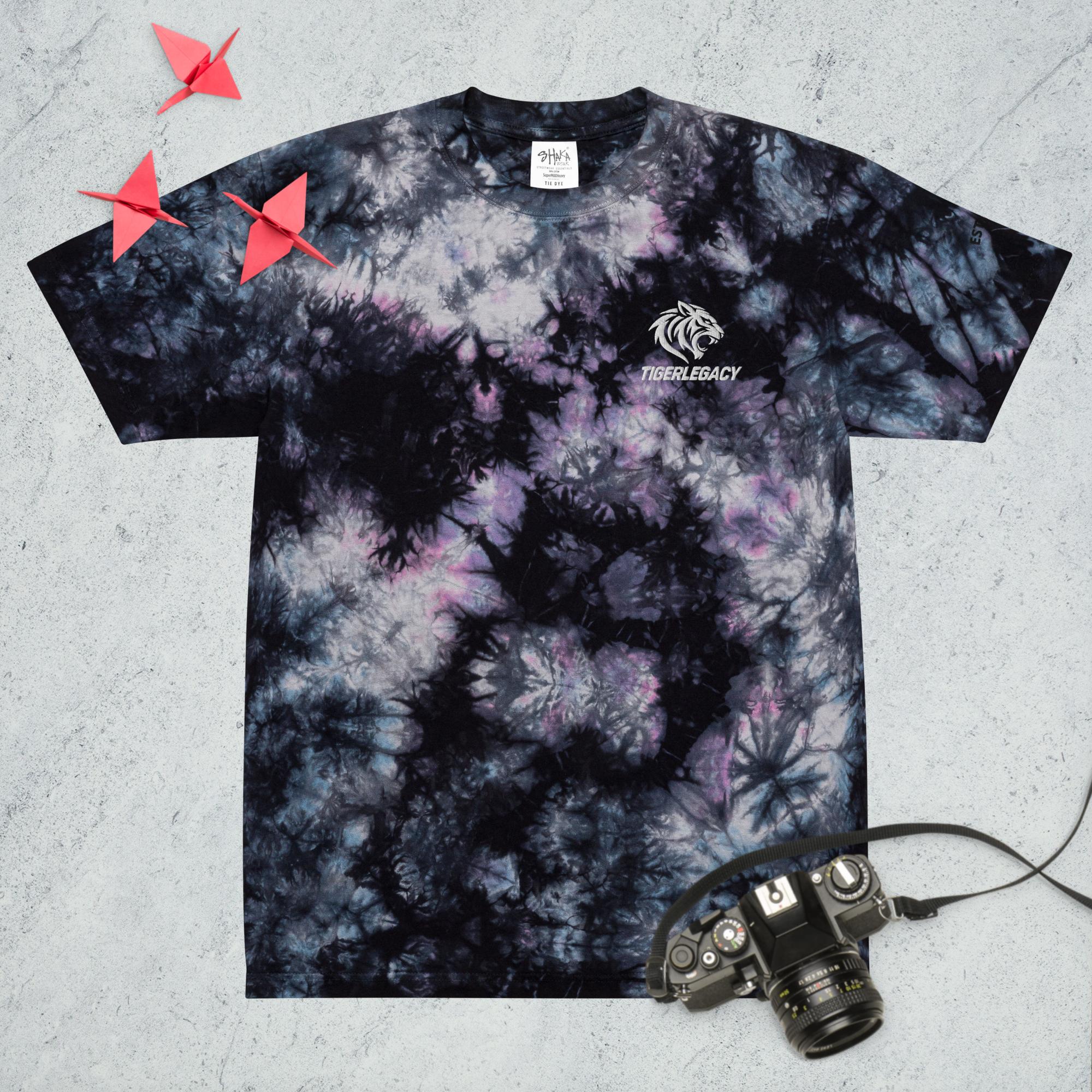 TigerLegacy oversized tie-dye tee, Milky Way colorway, front