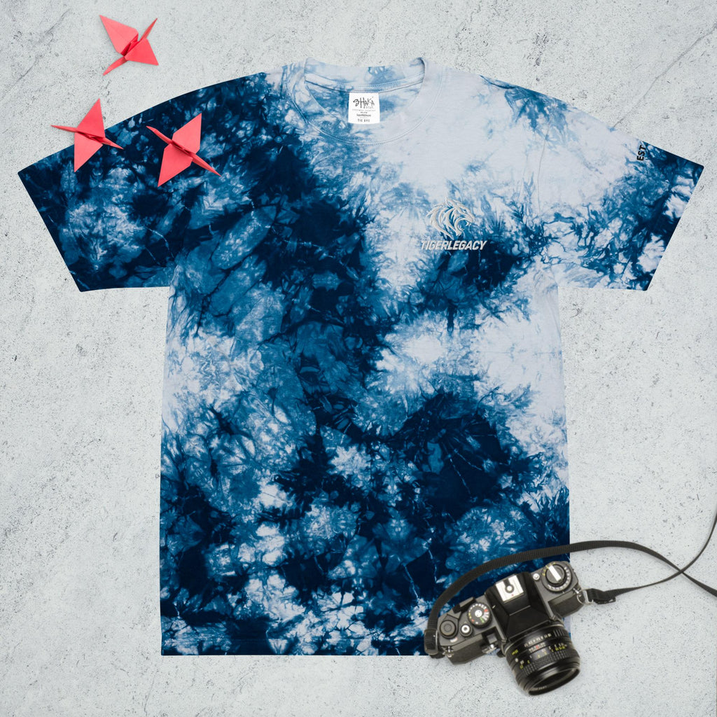 Tigerlegacy Oversized Tie-Dye Tee — Navy/White colorway, front view
